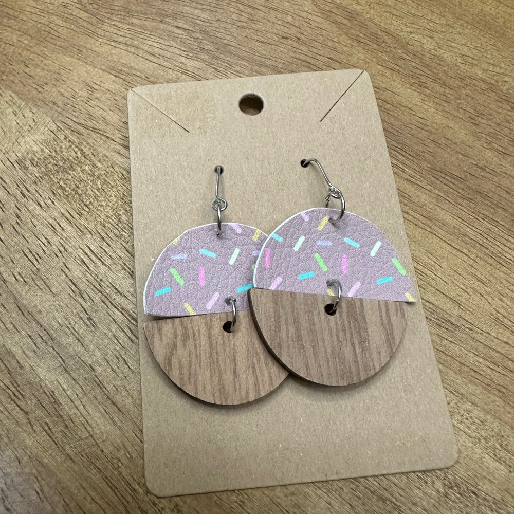5/$10 Colorful Sprinkle Wooden Earrings‎
